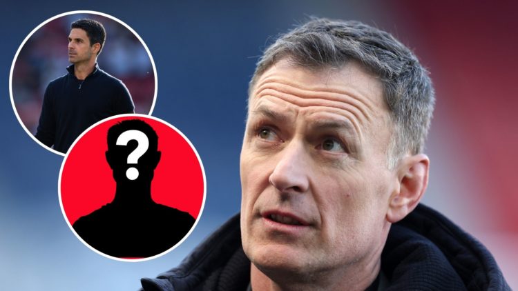 Image of Chris Sutton, former professional player and pundit looks on prior to the Viaplay Cup Final between Rangers and Celtic, insets of Arsenal ...