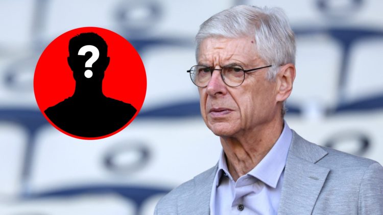 An image featuring Arsene Wenger looking on alongside a mystery player inset