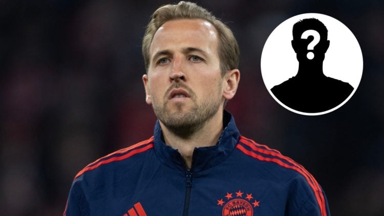 Harry Kane of Bayern Munich looks on prior to the UEFA Champions League quarter-final second leg match between FC Bayern Munchen and Arsenal FC, wi...
