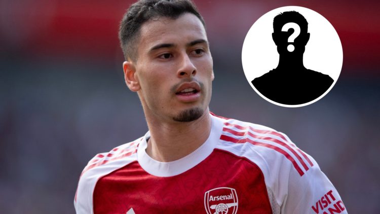 Gabriel Martinelli of Arsenal in action during the pre-season friendly match between Arsenal and Villarreal at Emirates Stadium, with mystery playe...