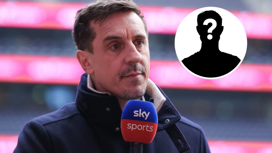 Sky Sports pundit Gary Neville looks on prior to the Premier League match between Tottenham Hotspur FC and Manchester United FC, with mystery playe...