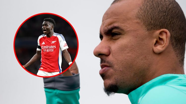 Gabriel Agbonlahor during an Aston Villa training session, inset, Bukayo Saka of Arsenal against Paris Saint-Germain.