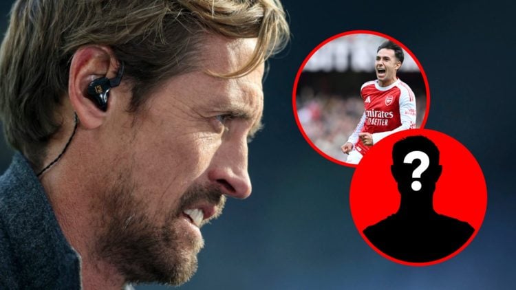 TNT Sports Peter Crouch during Newcastle United vs Bournemouth, inset, Martin Zubimendi during the Premier League match between Arsenal and Notting...