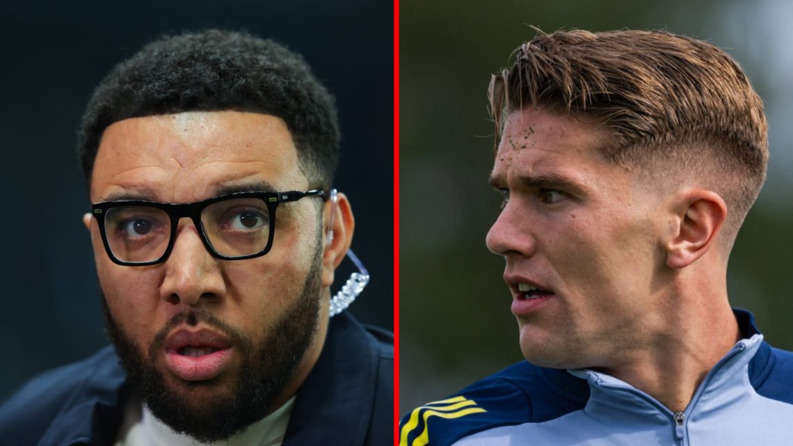 Split image of (L) Troy Deeney during the Carabao Cup match between Newcastle and Arsenal and (R) Viktor Gyokeres attends a Sweden national team tr...