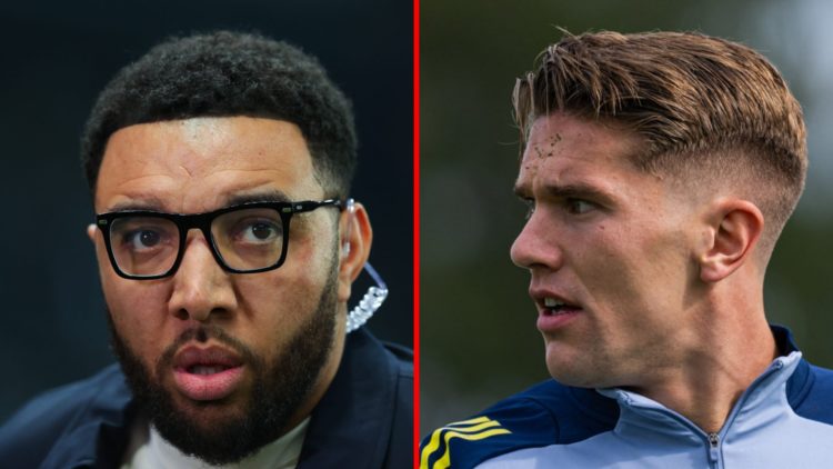 Split image of (L) Troy Deeney during the Carabao Cup match between Newcastle and Arsenal and (R) Viktor Gyokeres attends a Sweden national team tr...