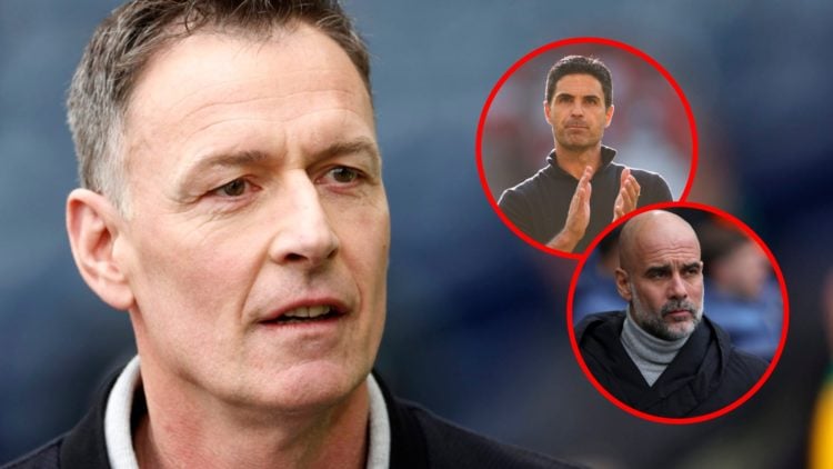 Pundit Chris Sutton before the Scottish Cup match between Rangers and Celtic, insets, Mikel Arteta during the Premier League match between Manchest...