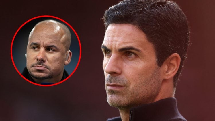Mikel Arteta prior to the Premier League match between Liverpool and Arsenal, inset, Gabriel Agbonlahor before the Premier League match between Ast...