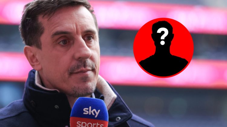 Sky Sports pundit Gary Neville prior to the Premier League match between Tottenham Hotspur and Manchester United, inset, mystery icon.