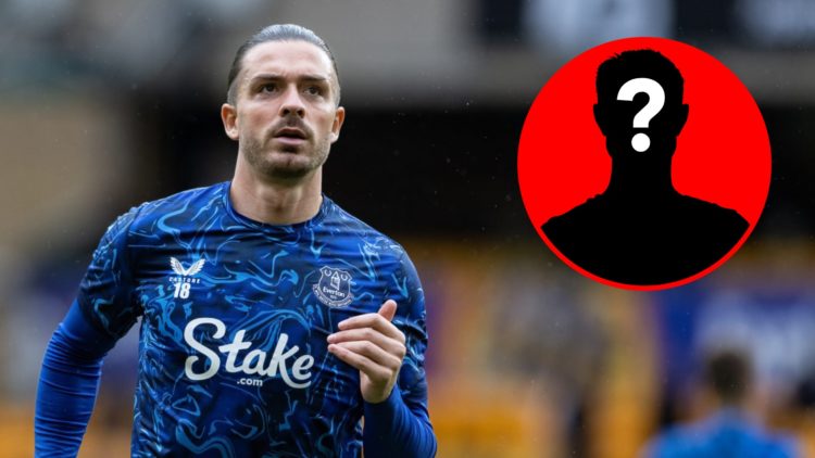 An image featuring Jack Grealish for Everton alongside a mystery player inset