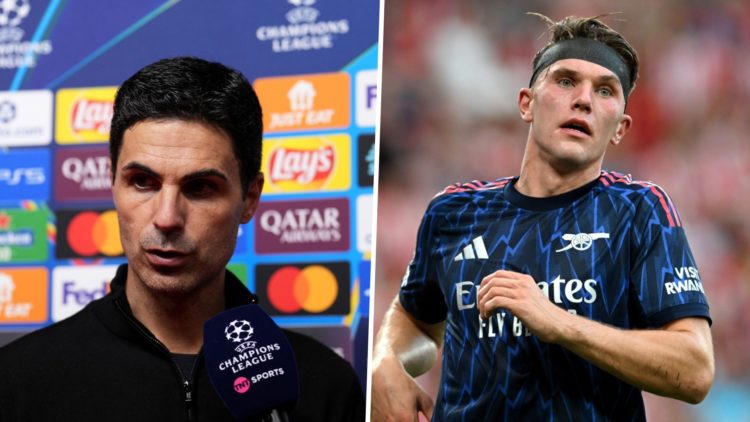 Mikel Arteta, Manager of Arsenal, speaks to the media after the team's victory in the UEFA Champions League 2025/26 League Phase MD1 match between ...
