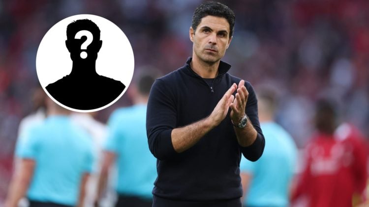 Mikel Arteta, Manager of Arsenal, applauds the fans following the team's defeat during the Premier League match between Liverpool and Arsenal, with...