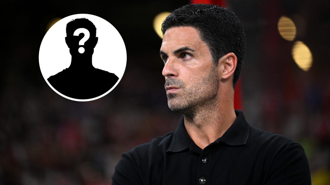 Mikel Arteta, Manager of Arsenal, looks on during the Pre-Season Friendly between Arsenal FC and Newcastle United, with mystery player inset.