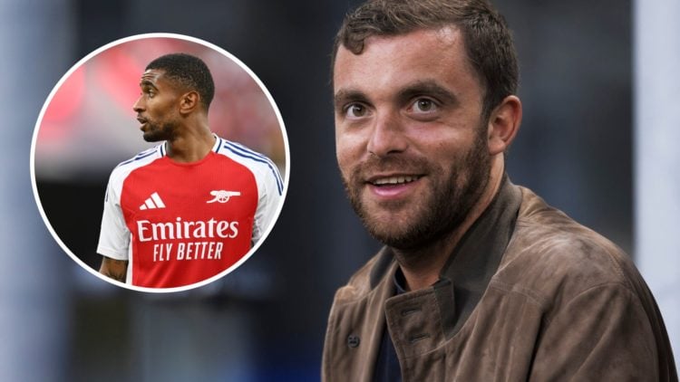 A split image featuring Arsenal star Reiss Nelson and Fabrizio Romano