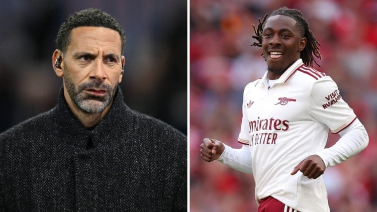 Former footballer Rio Ferdinand during the UEFA Champions League 2024/25 UEFA Champions League 2024/25 Round of 16 Second Leg match between Aston V...