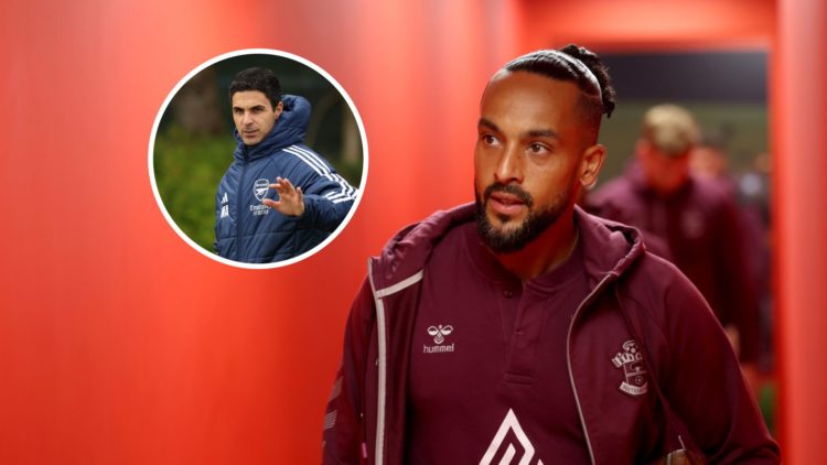 Theo Walcott with inset of Arsenal manager Mikel Arteta