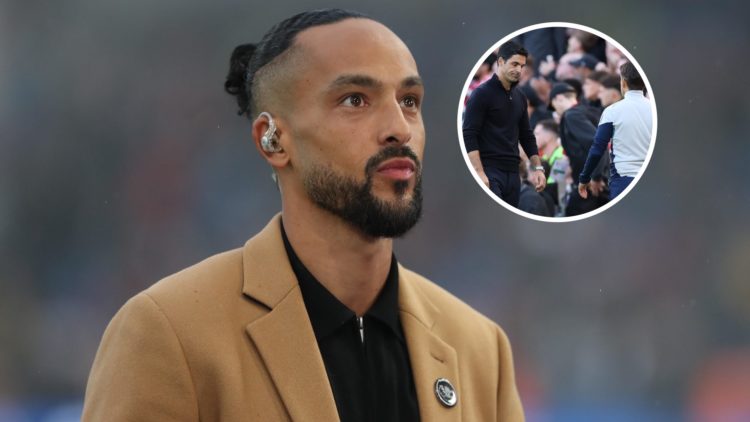 Theo Walcott with inset of Arsenal manager Mikel Arteta