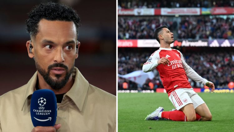 Theo Walcott comments for Amazon the UEFA Champions League 2024/25 Semi Final First Leg match between Arsenal FC and Paris Saint-Germain (L), Gabri...