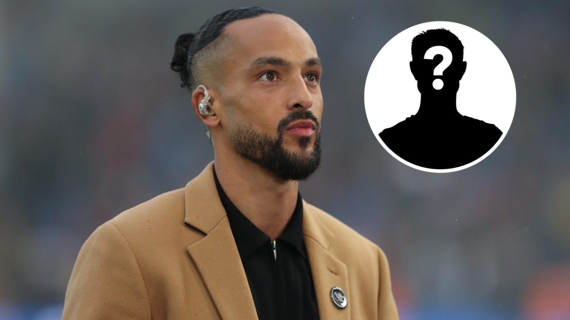 Theo Walcott looks on during the Premier League match between Brighton & Hove Albion and Arsenal FC, with mystery player inset.