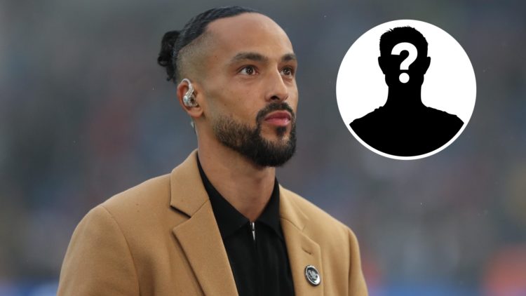 Theo Walcott looks on during the Premier League match between Brighton & Hove Albion and Arsenal FC, with mystery player inset.