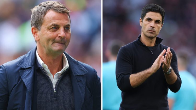 Former Tottenham Hotspur manager Tim Sherwood during the Premier League match between Tottenham Hotspur FC and Arsenal FC (L), Mikel Arteta, Manage...