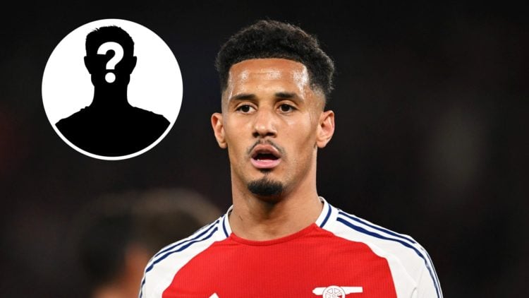 William Saliba of Arsenal looks on during the UEFA Champions League 2024/25 Semi Final Second Leg match between Paris Saint-Germain and Arsenal FC,...
