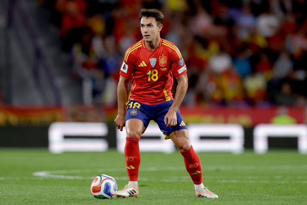 Martin Zubimendi in action for Spain against Bulgaria