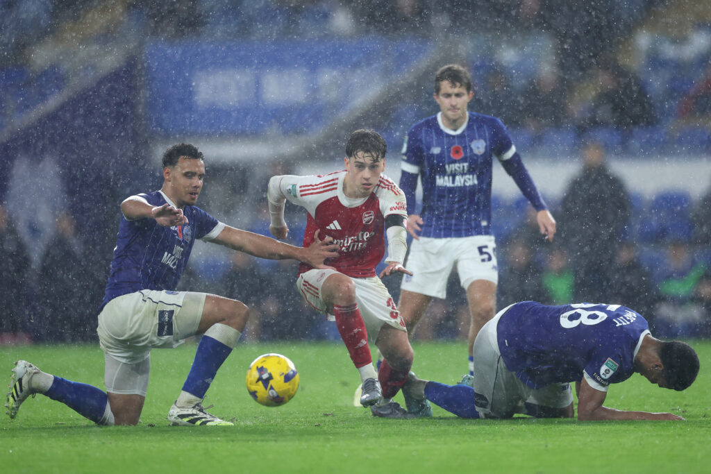 Arsenal under-21s in action against Cardiff City in the Vertu Trophy