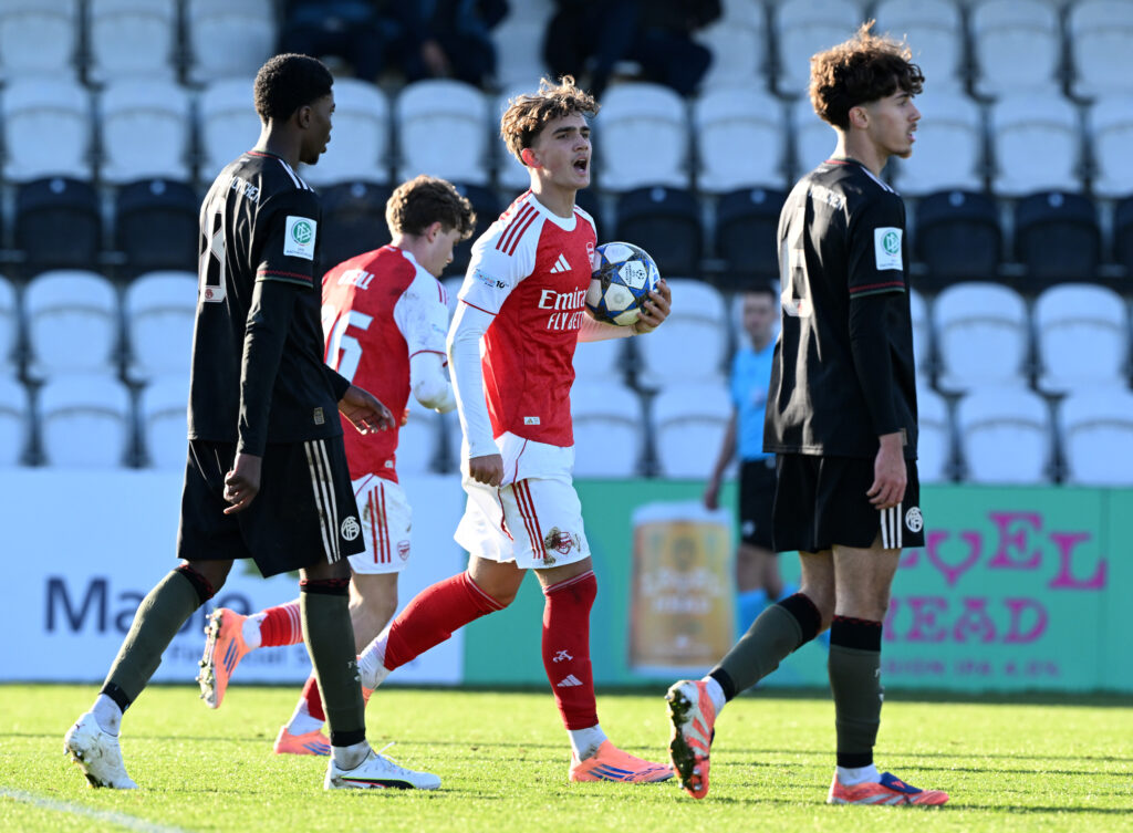 Max Dowman during Arsenal v Bayern Munich in the UEFA Youth League.