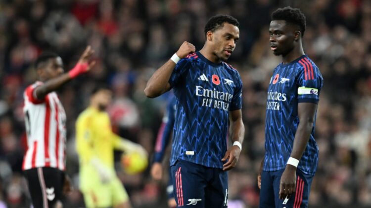 Bukayo Saka and Jurrien Timber during Sunderland v Arsenal in the Premier League.