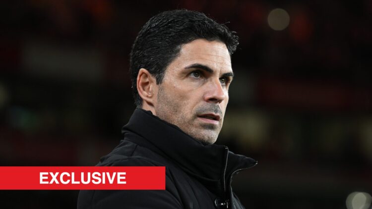 Mikel Arteta, Manager of Arsenal, looks on prior to the Carabao Cup Fourth Round match between Arsenal and Brighton & Hove Albion, with Arsenal Ins...