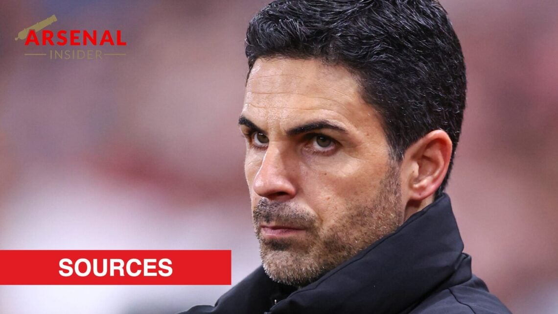 Mikel Arteta during the Premier League match between Sunderland and Arsenal with Arsenal Insider Sources Banner.