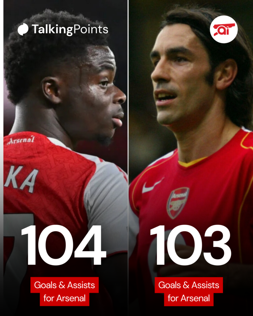 Bukayo Saka and Robert Pires goals plus assists for Arsenal