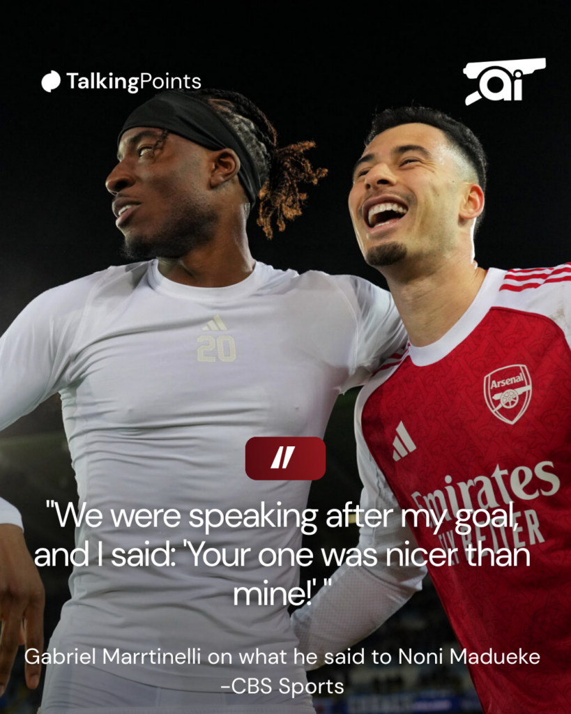 Gabriel Martinelli quotes on Noni Madueke after Arsenal beat Club Brugge