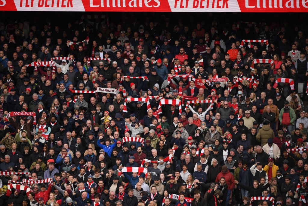 Arsenal fans raises scarves ahead of Premier League meeting with Crystal Palace at Emirates Stadium