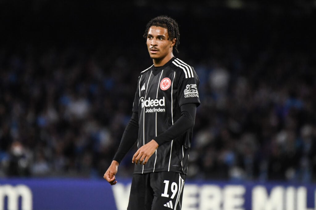 Jean-Matteo Bahoya looking on during an Eintracht Frankfurt game