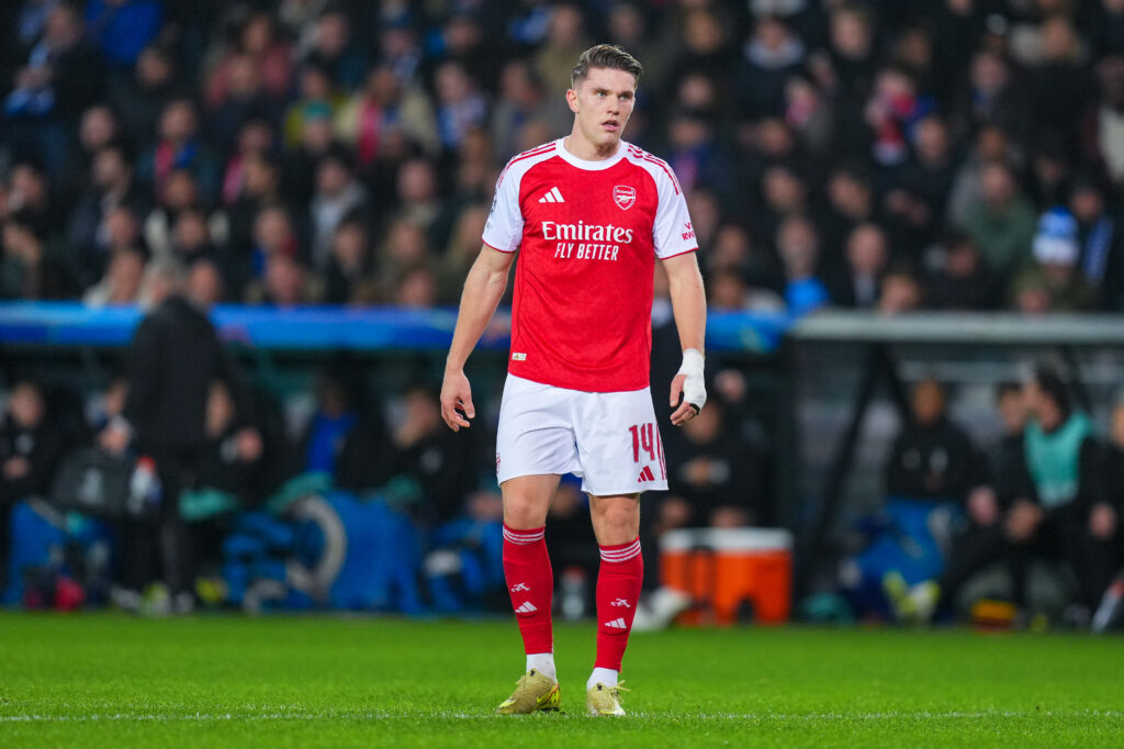 Viktor Gyokeres looking on during an Arsenal game