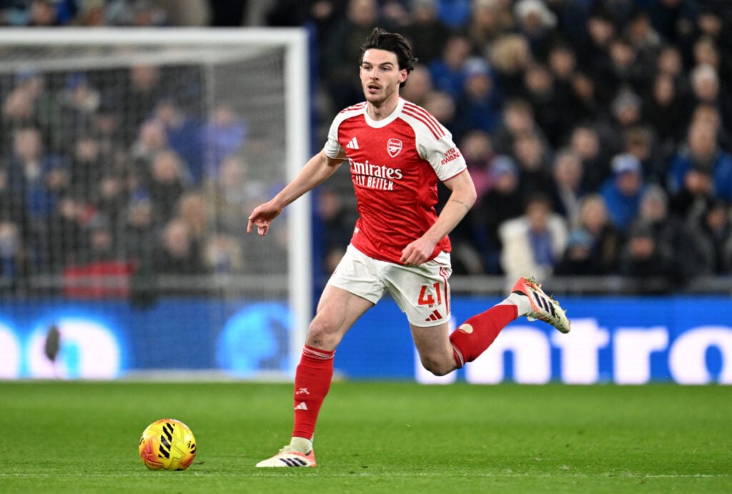 Declan Rice in action for Arsenal against Everton