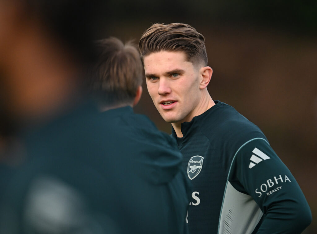 Viktor Gyokeres of Arsenal during a training session.