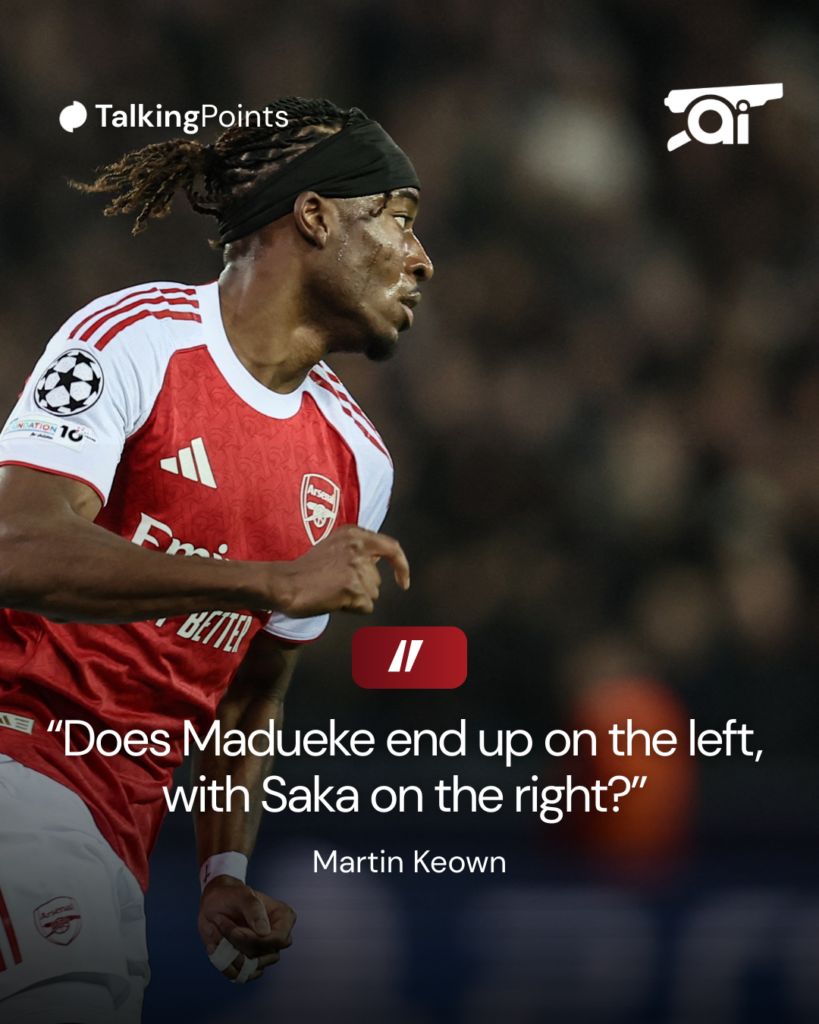 Martin Keown on Noni Madueke and Bukayo Saka starting for Arsenal.