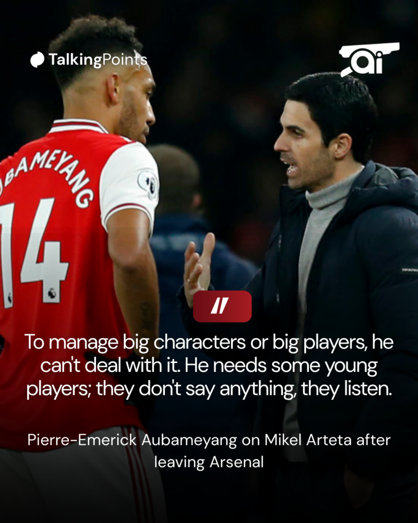 Pierre-Emerick Aubameyang on Mikel Arteta