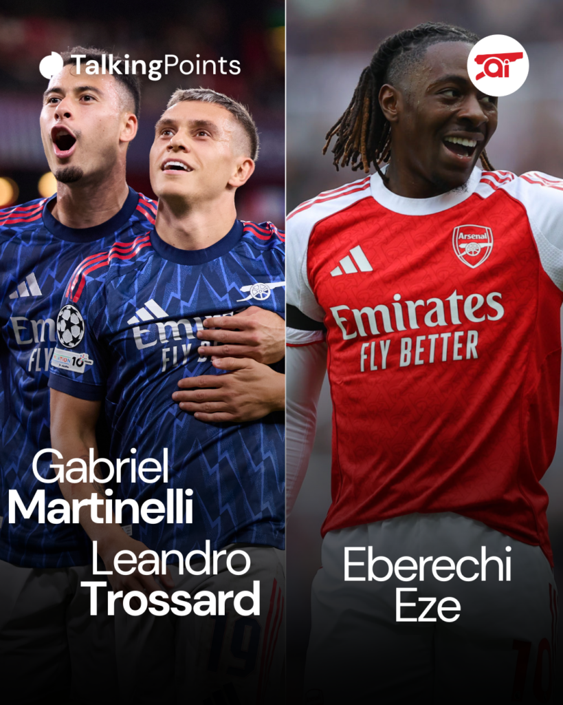 Leandro Trossard, Eberechi Eze or Gabriel Martinelli to start versus Aston Villa.
