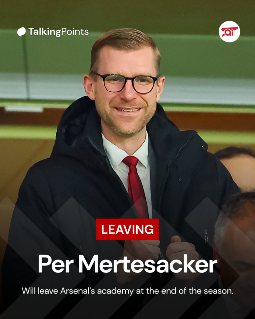 Graphic announcing Per Mertesacker's exit from Arsenal's academy.