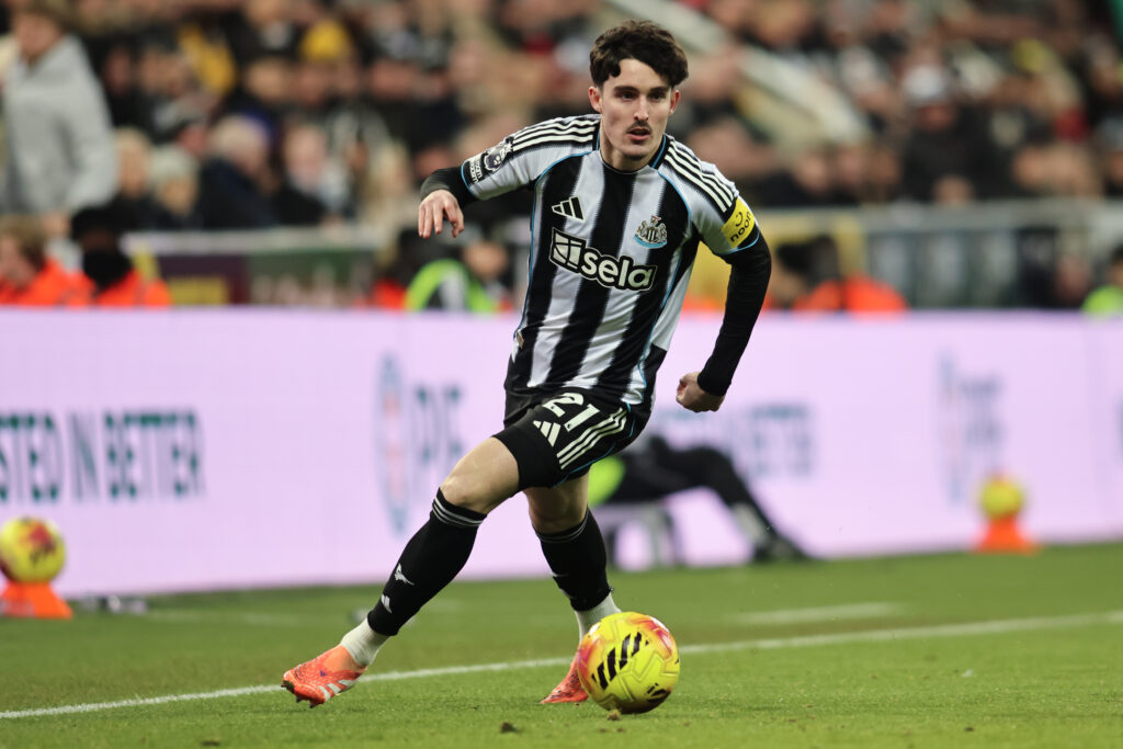 Tino Livramento in action for Newcastle United