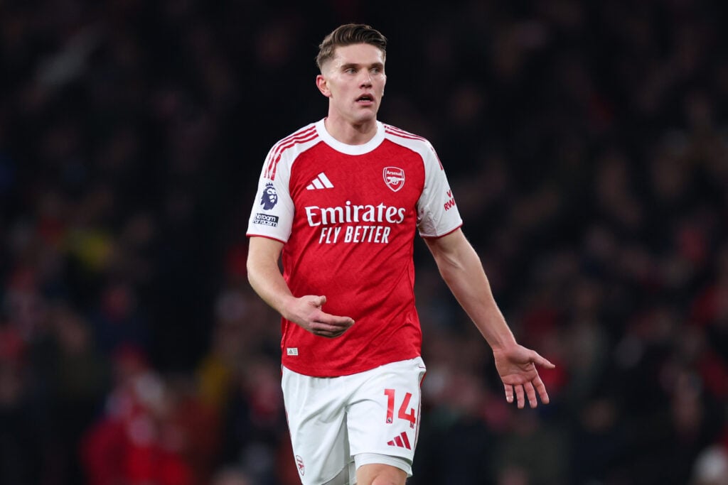 Viktor Gyokeres looking on during an Arsenal game