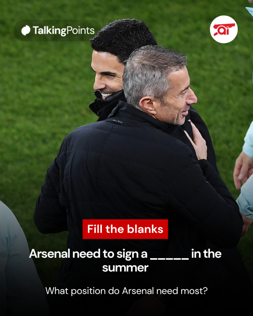 A graphic asking Arsenal fans what position needs to be strengthened in the summer transfer window.
