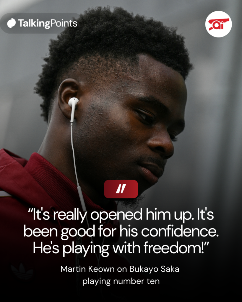 Martin Keown on Bukayo Saka
playing number ten