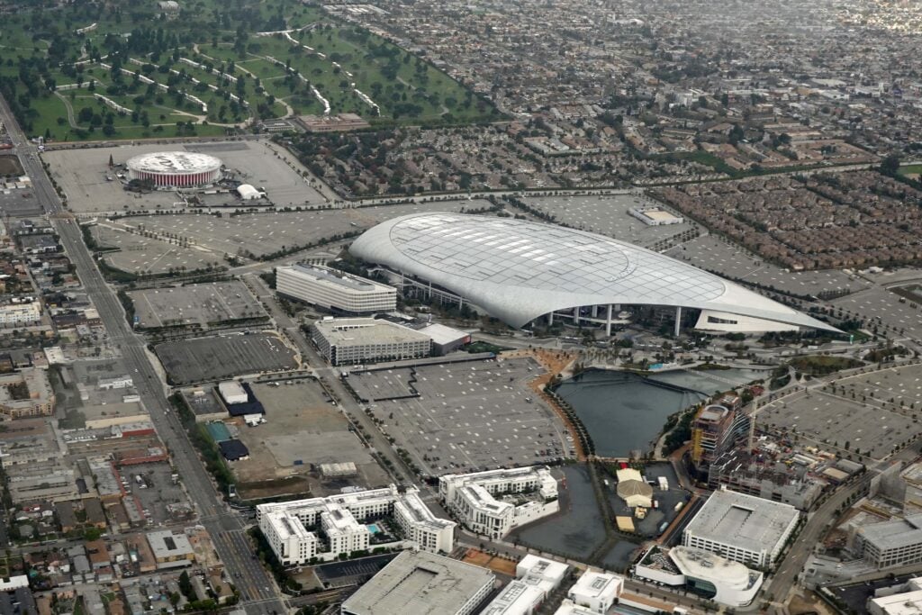Aerial view of the Sofi Stadium, home to Arsenal owner Stan Kroenke's LA Rams NFL franchise