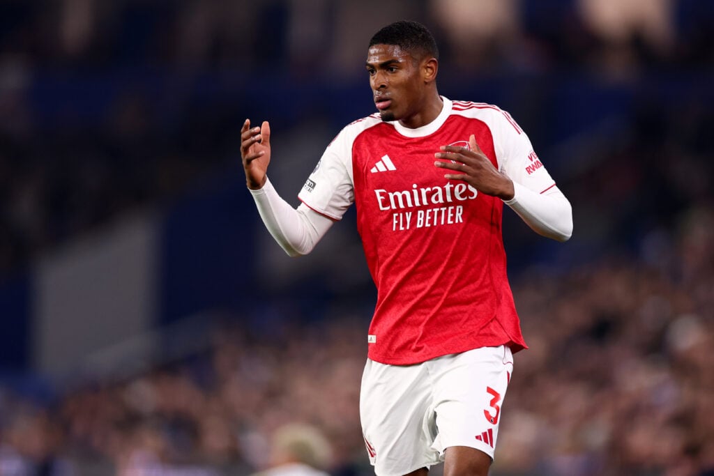Cristhian Mosquera looking on during an Arsenal game