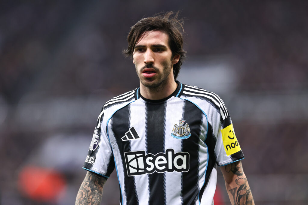 Sandro Tonali looking on during a Newcastle United game