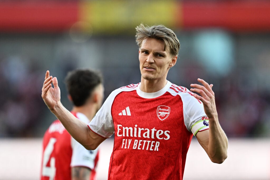 Martin Odegaard reacts after an Arsenal game